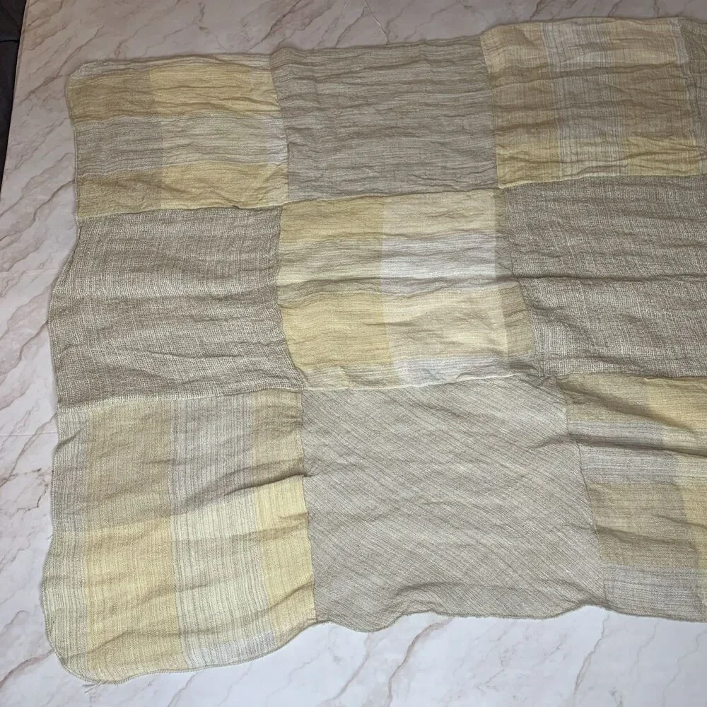 Marilu Italy Womens Lightweight Patchwork Scarf Beach Wrap Beige Tan 25